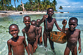 Fishermen in Cayes-à-L’eau, a fishermen islet located northeast of Caye Grand Gosie, Île-à-Vache, Sud Province, Haiti