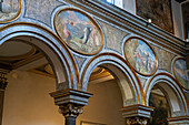 Paintings from the life of Sant Antonino in the nave of the Basilica of Sant'Antonino, Sorrento, Italy.