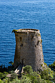 The Asciola tower or Torre a Mare, a medieval Saracen watch tower on the Amalfi Coast at Praiano, Italy.