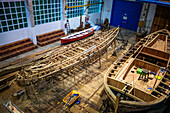 Albaola museum, Historic Whaling Boat reconstruction in the Basque port of Pasaia, Gipuzkoa, Spain.