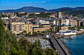 Landscape San Sebastian City from Urgull mount, San Sebastian, Gipuzkoa, Donosti San Sebastian city, north of Spain, Euskadi, Euskaerria, Spain.