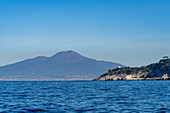 Mount Vesuvius and the Bay of Naples with the Sorrento Peninsula at right. Italy.