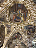 Ornate ceiling of the crypt of Saint Andrew below the Amalfi Duomo or Cathedral, Amalfi, Italy.