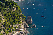 Torre di Fornillo, a 15th Century Saracen tower built to defend the town of Positano, Amalfi Coast, Italy.