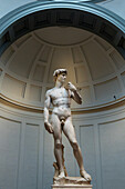 The original David statue by Michelangelo in the Accademia Gallery in Florence, Italy.