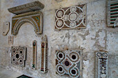 Fragments of mosiaic work from the earlier cathedral in the cloisters of the Amalfi Duomo, Amalfi, Italy.