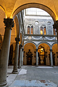 The entry courtyard of the Palazzo Medici Riccardi in Florence, Italy.