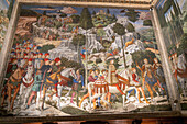 Fresco of the journey of the Magi to Bethlehem in the Magi Chapel in the Palazzo Medici Riccardi in Florence, Italy. Members of the de' Medici family are depicted in the painting.