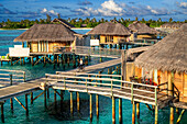 Luxury ower water villas of Six Senses Laamu maldives luxury resort villas, Laamu Atoll region Maldives