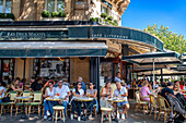 The famous Les deux magots cafe restaurant, on Saint-Germain-des-Prés, Paris, France