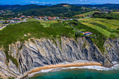 The wonderful Barrika Beach and Flysch de Bizkaia in Vizcaya, Basque Country, Euskadi, Spain.