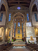 The Chancel Chapel, high altar & main altarpiece in the Basilica of Santa Croce in Florence, Italy.