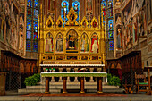 The Chancel Chapel, high altar & main altarpiece in the Basilica of Santa Croce in Florence, Italy.