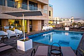 Pool of the The House boutique suites resort hotel in Amman city, capital of Jordan. Jabal district, Amman Jordan.