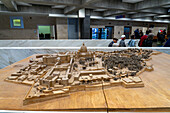 A scale model of the Vatican City in the entrance to the Vatican Museums in the Vatican City, Rome, Italy.