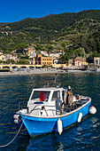 A fishing boat in the harbor of Monterosso al Mare, Cinque Terre, Italy.