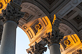 Detail under the arches of the loggia in front of the Basilica of St. Paul Outside the Walls, Rome, Italy.