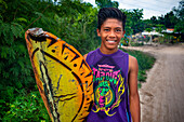 Local people dressed in a costume at local festival of Lawihan Festival in Malapascua island, Cebu, Philippines.