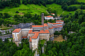 Panoramic view of Sanctuary of Our Lady of Arantzazu. Sanctuary of Our Lady of Arantzazu is a Franciscan sanctuary located in Oñati, Gipuzkoa, Basque Country, Spain, Europe.