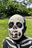 The Skeleton Men from the Omo Bugamo tribe of Papua New Guinea paint their bodies with black and white paint emulating the human skeleton, Chimbu Province, Papua New Guinea