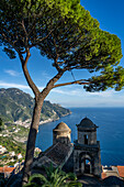 Domes of the Church of Santa Maria delle Grazie in Ravello on the Amalfi Coast of Italy.