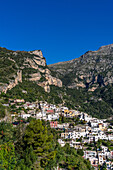 View of the hillside resort town of Positano on the Amalfi Coast in Italy.