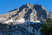 A view of the marble quarries of the Fantiscitti Basin near Carrara, Italy.