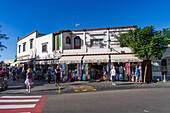 Tourists shop for souvenirs in the resort town of Anacapri on the island of Capri, Italy.