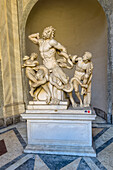 Laocoon and His Sons, a marble statue in the Vatican Museums, Vatican City, Rome, Italy. Greek or Roman origin.