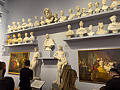 Plaster models of sculptures by Lorenzo Bartolini in the Salone de Ottocento in the Accademia Gallery in Florence, Italy.