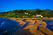 Aerial view of Gernika estuary, Urdaibai Biosphere Reserve, Sukarrieta, Biscay, Basque Country, Euskadi, Euskal Herria, Spain, Europe.