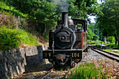 Alter Dampfzugwagen von Azpeitia im Baskischen Eisenbahnmuseum, einem der bedeutendsten seiner Art in Europa. Eisenbahngeschichte von Euskadi in Azpeitia, Gipuzkoa, Euskadi, Baskenland, Spanien.