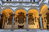 The entry courtyard of the Palazzo Medici Riccardi in Florence, Italy.