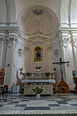 The main altar in front of the apse of the 11th Century Duomo or Cathedral of Ravello, Ravello, Italy.