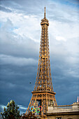 Eiffel Tower seen from Avenue de camoens at sunset, Paris, Île-de-France, France