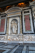 Statue of St. Peter on the portico of the Basilica of St. Paul Outside the Walls, Rome, Italy.