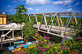 Houses and boats in Sebung River, Bintan island, Riau islands, Indonesia.