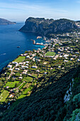 View of Marina Grande and the Bay of Naples from Anacapri on the island of Capri, Italy.