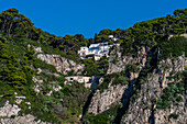 A luxury villa on the cliffs in the town of Capri on the island of Capri, Italy.