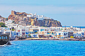 Blick auf die Stadt Mandraki, Mandraki, Insel Nisyros, Dodekanes-Inseln, Griechische Inseln, Griechenland, Europa