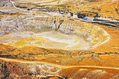 People walking around Stefanos crater moonlike landscape, Nisyros Island, Dodecanese Islands, Greek Islands, Greece, Europe