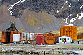 Ansichten der alten Walfangstation in Grytviken auf Südgeorgien im Südatlantik