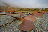 Views of the abandoned whaling station at Stromness Harbor on South Georgia Island, Southern Ocean