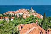 Old town and St. George Cathedral, Piran, Promorska, Istria, Slovenia