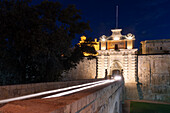 Mdina Gate at blue hour, Mdina, Malta