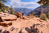 Der Coconino Overlook entlang des North Kaibab Trail am Grand Canyon North Rim, UNESCO, Arizona, Vereinigte Staaten von Amerika