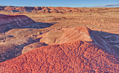 Red hills of bentonite clay overlooking Dead Wash in Petrified Forest National Park, Arizona, United States of America