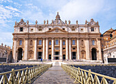 Main facade of Saint Peter's Basilica, as seen from Saint Peter's Square, UNESCO, Vatican City, Rome, Lazio, Italy