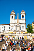 The Spanish Steps leading to the Trinita dei Monti church, as seen from Piazza di Spagna, Rome, Lazio, Italy