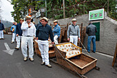 Traditional sledge (cestinhos) in Monte area, Funchal, Madeira island, Atlantic Ocean, Portugal